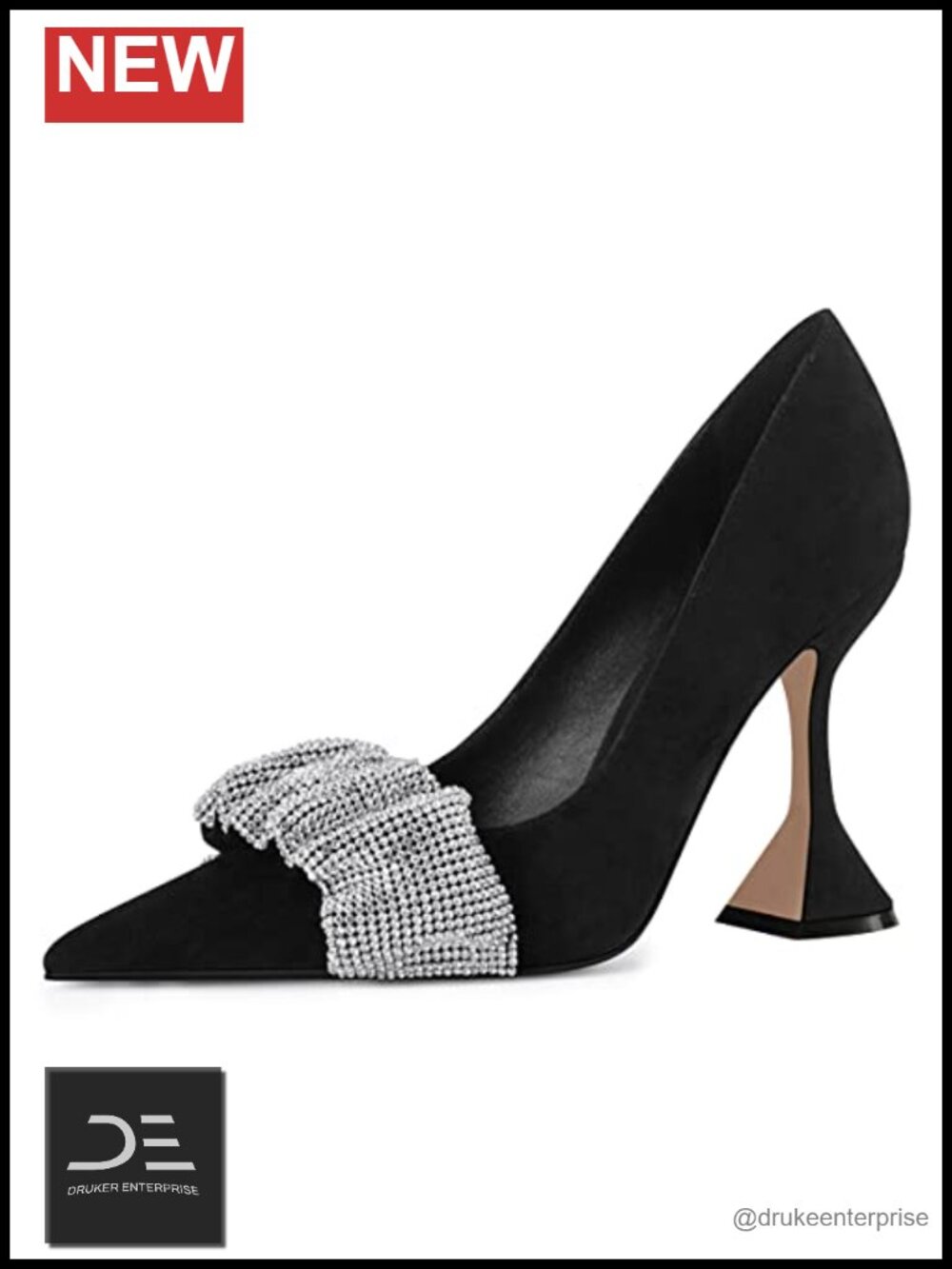 YDN Women Pointed Toe Slip On Pumps Kitten Heel Party Prom Shoes Faux Leather